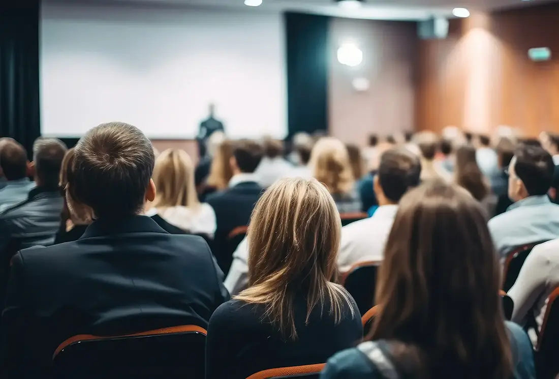 Studenter i en stor sal